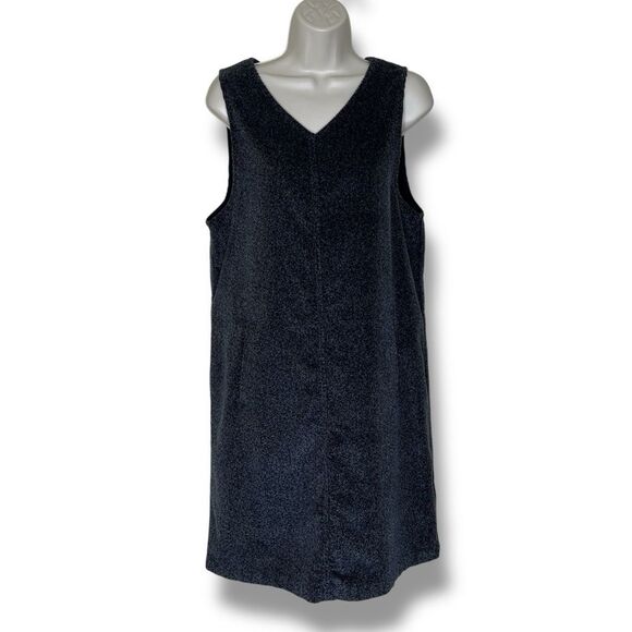 Talbots Corduroy Charcoal Marled Shift Jumper V Neck Sleeveless Back Zip Women 8 - Picture 1 of 10